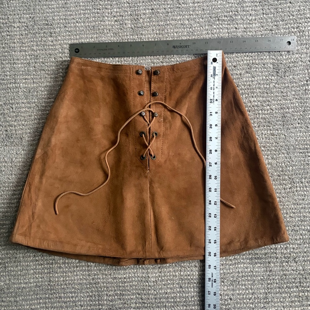 VINTAGE Genuine Suede Lace-Up Mini Skirt - Picture 3 of 5